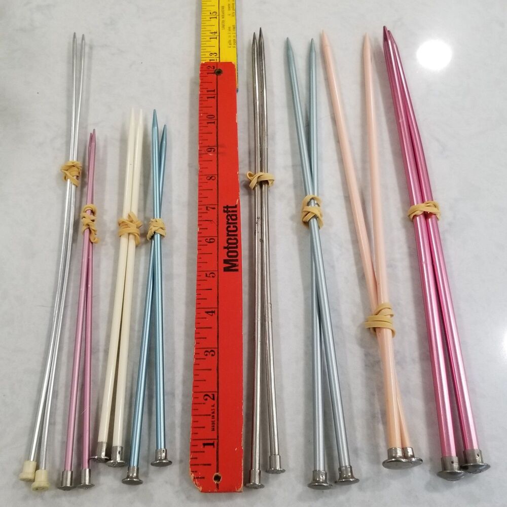 Vintage Knitting Needles – 8 Matched Pairs Aluminum & Plastic assorted brands